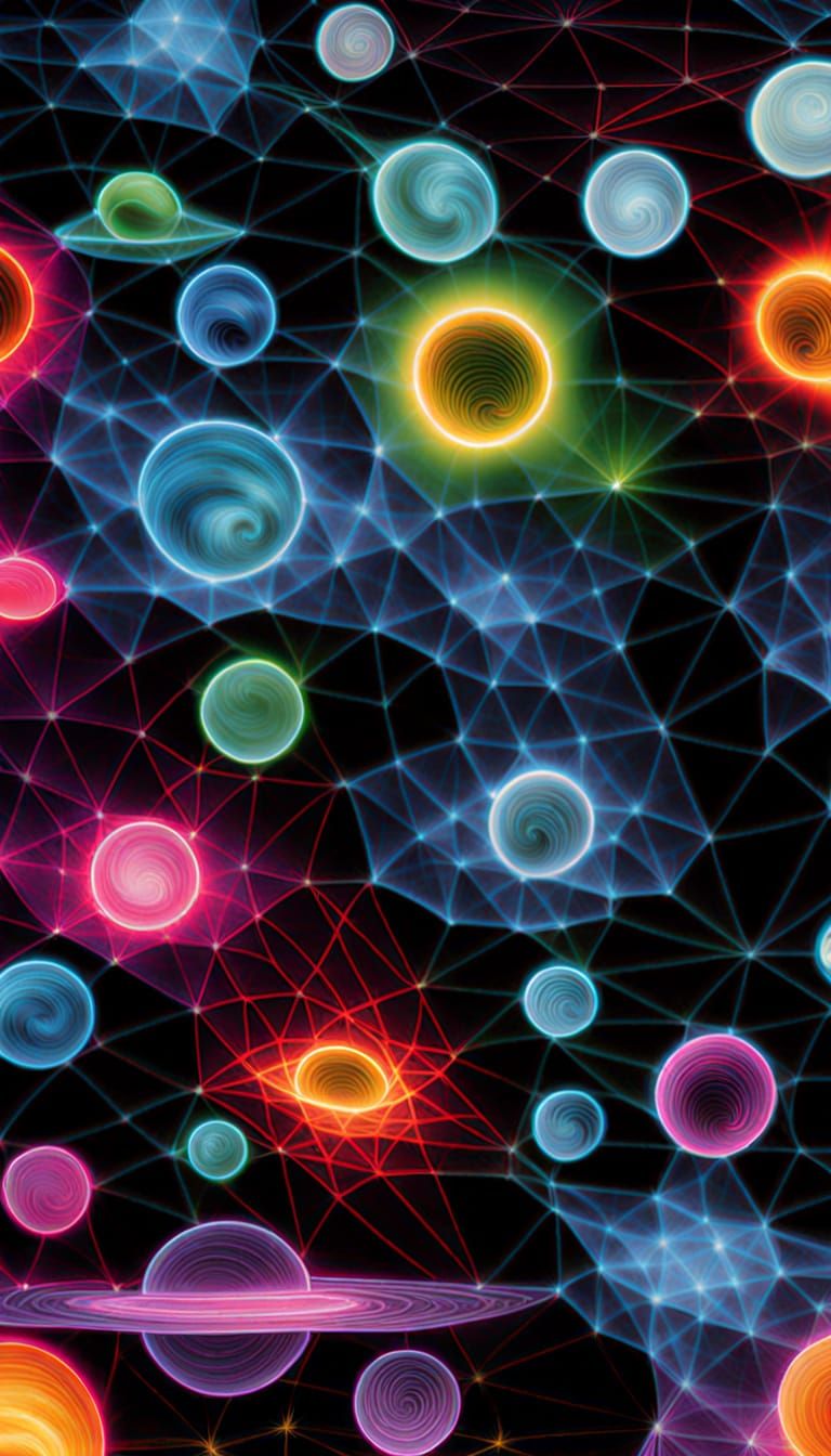 Early Universe Neon Colors in Hyperrealism Style