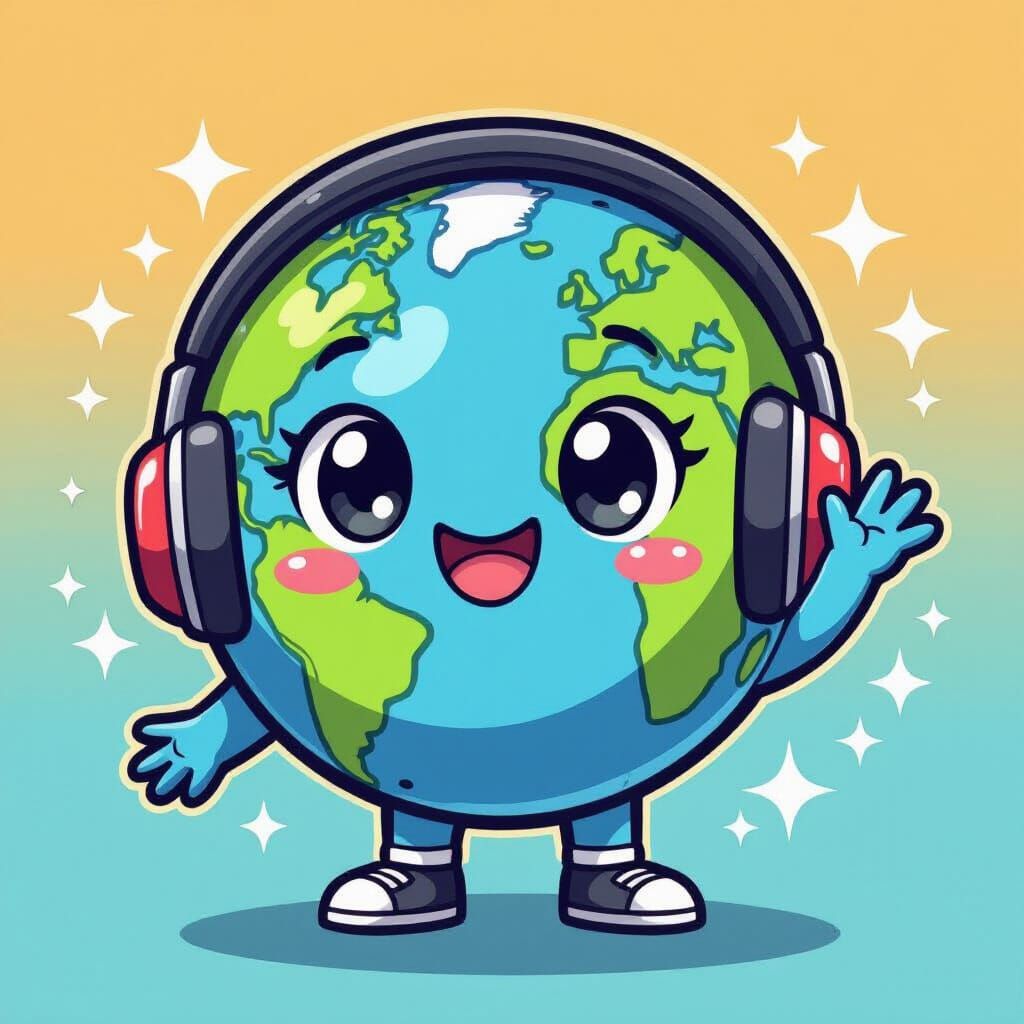 Cheerful Globe Mascot in Anime Vector Style