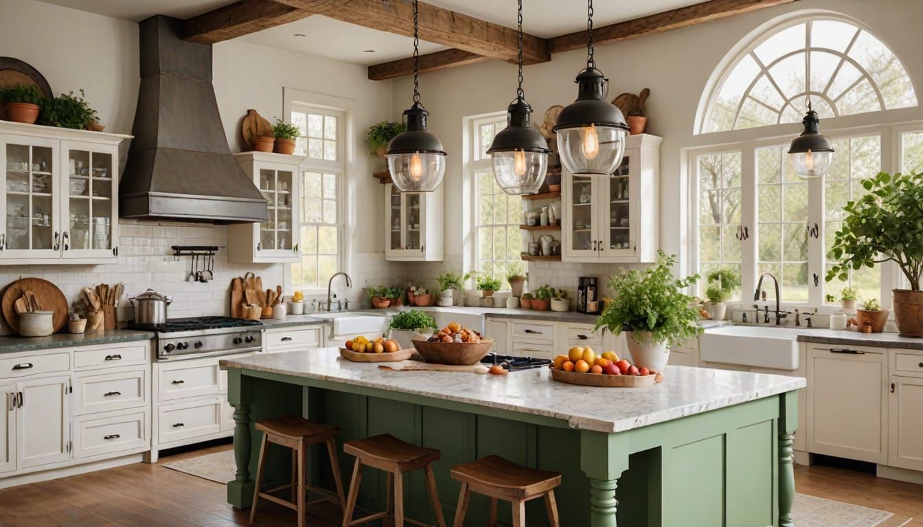 Charming Farmhouse Kitchen with Shabby Chic Elegance