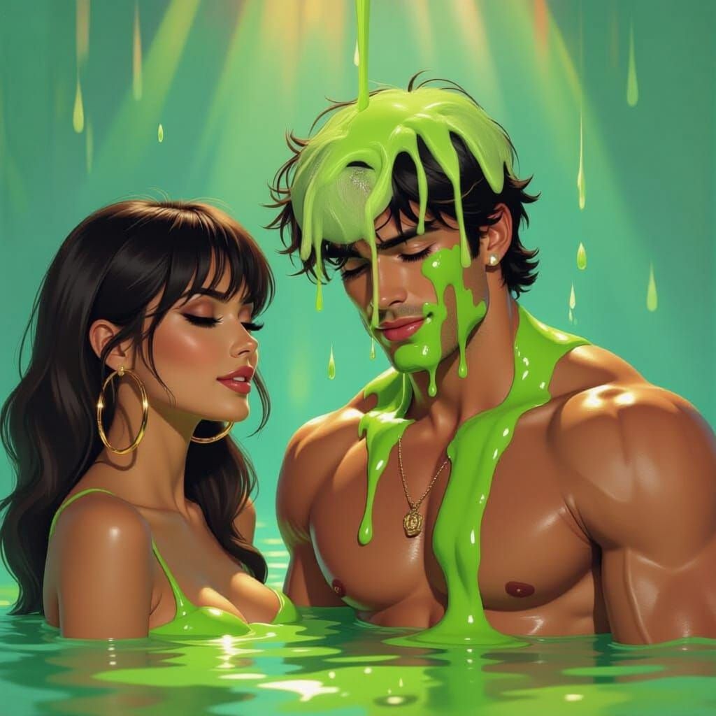 Woman Laughing as Man is Slimed in Nickelodeon Style