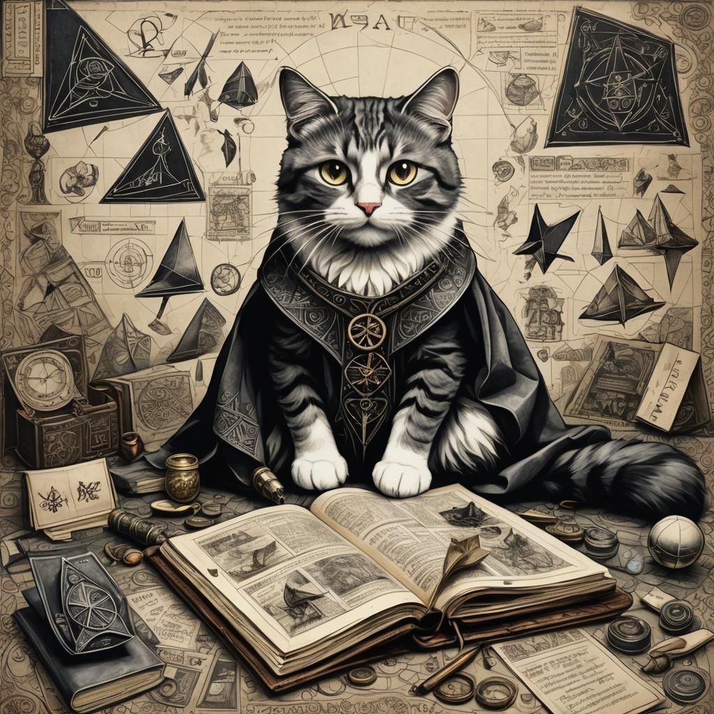 Ancient Wizard's Spellbook in Charcoal Sketch