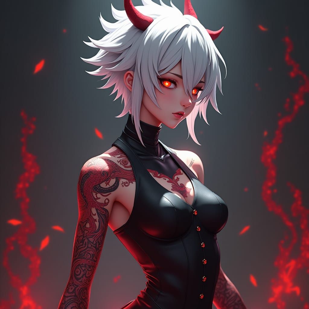 Mysterious Tattooed Girl in 3D Anime Art