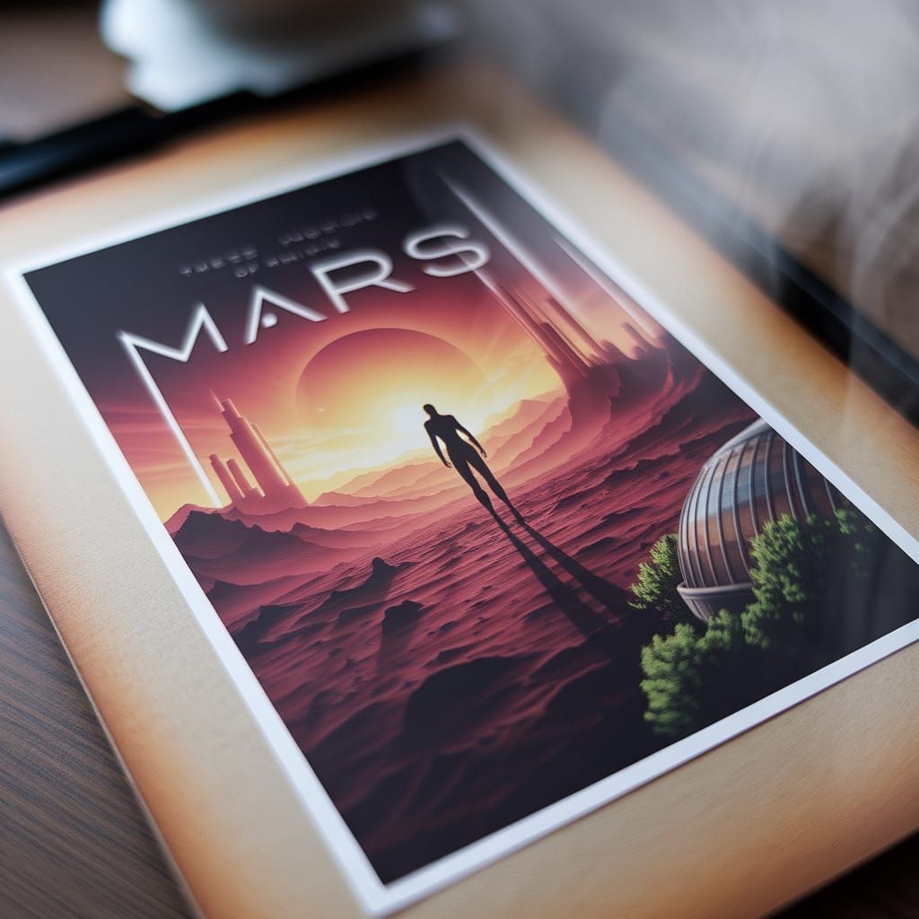 Pencil Sketch Becomes Mars Landscape Poster