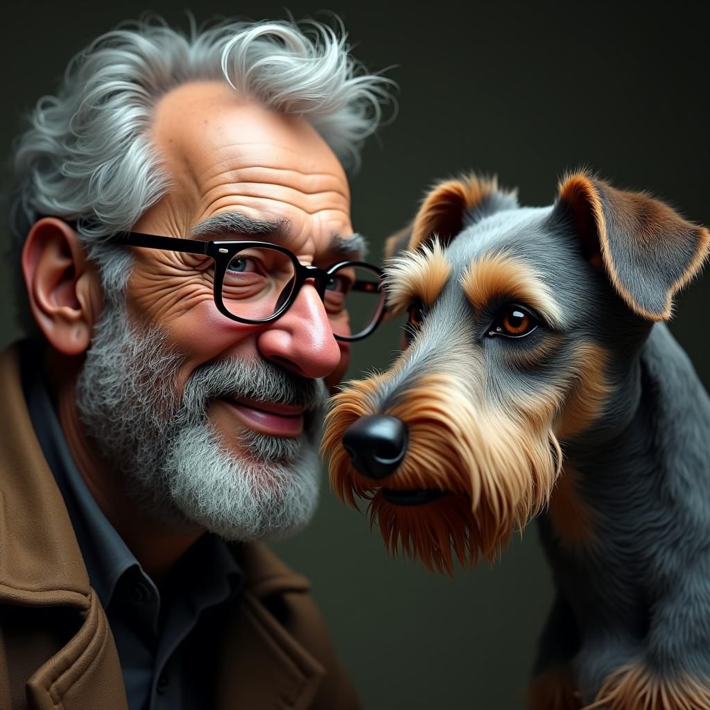 Man and Dog Portrait in Detailed Digital Art