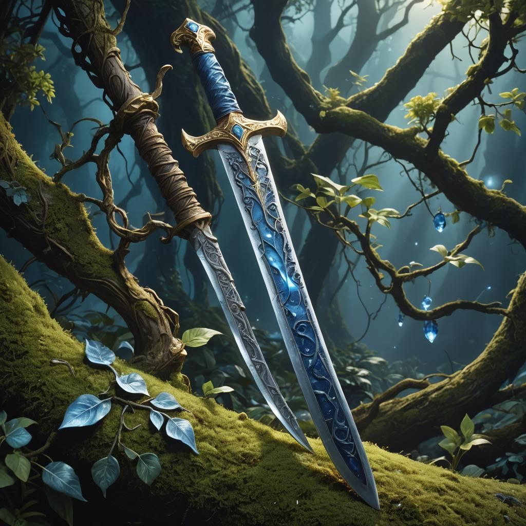 Druid's Scimitar Shines in Moonlight