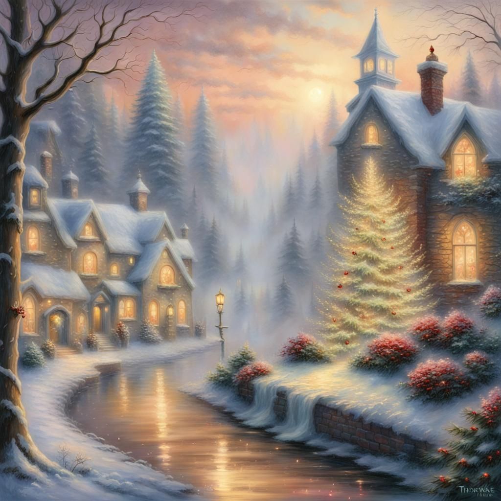 Burning Christmas Candle in Ethereal Fantasy Style