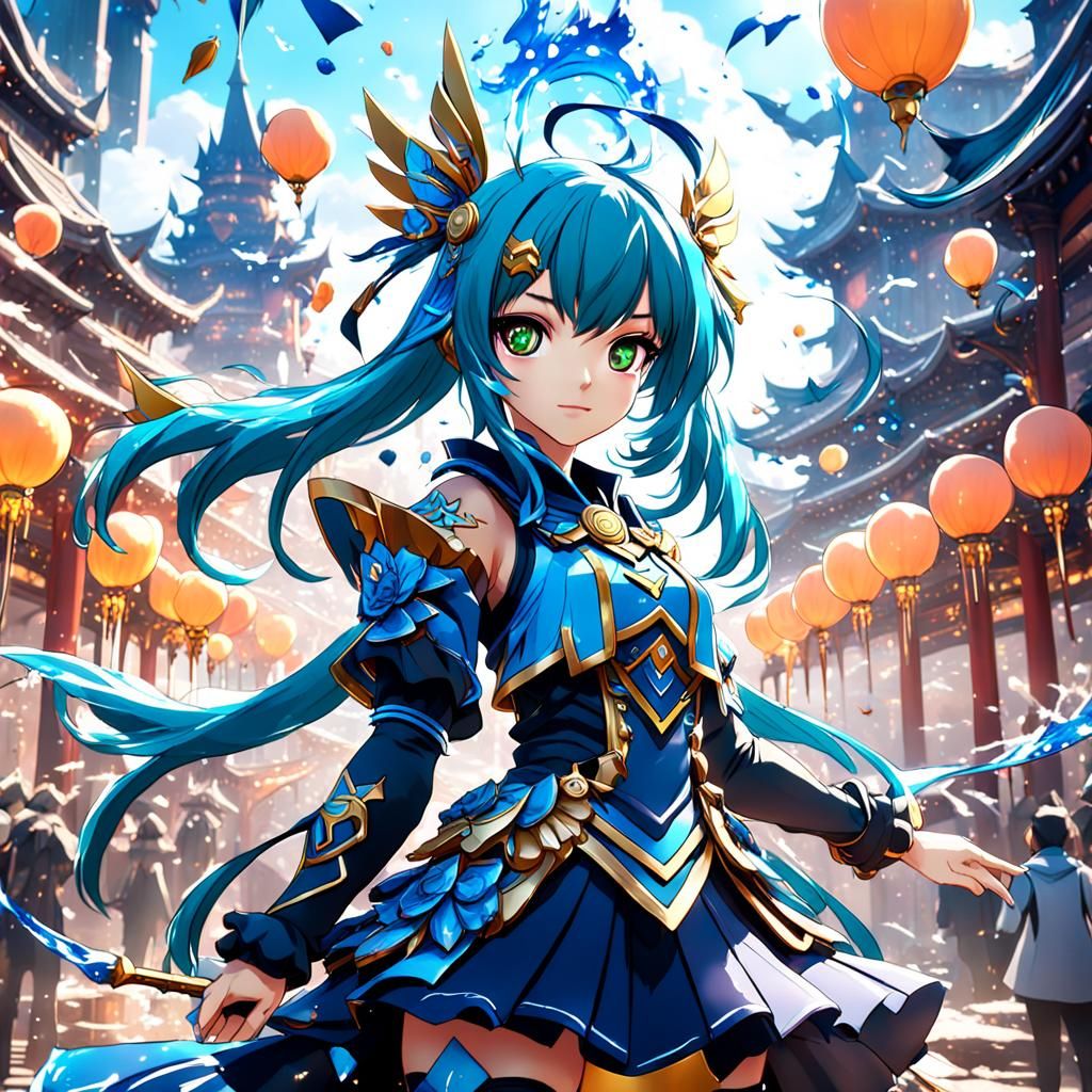 Anime Celebration Girl in Detailed Digital Art
