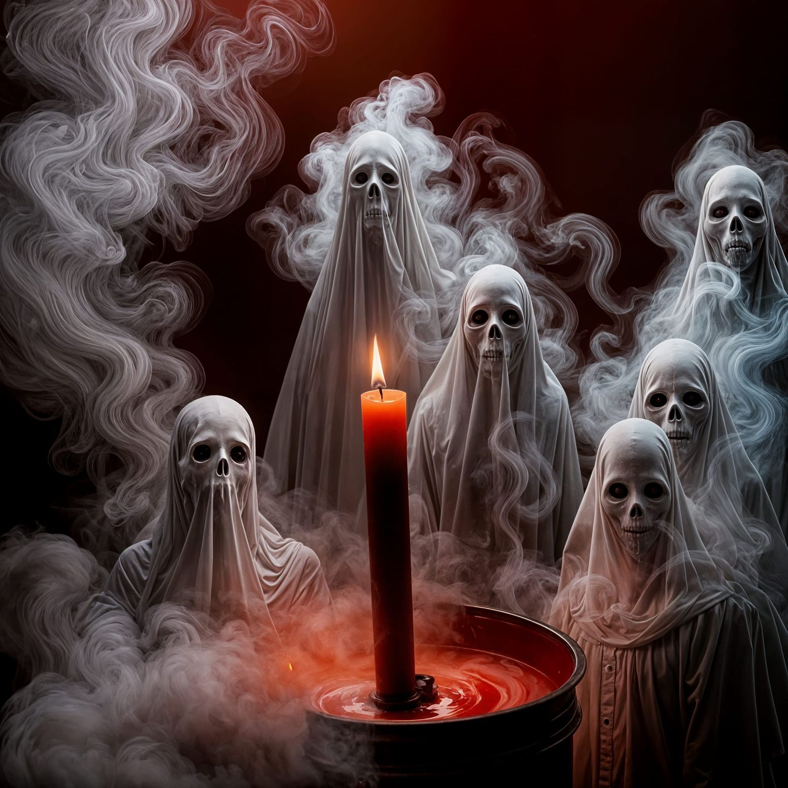 Eerie Candle Smoke Ghosts in Volumetric Lighting