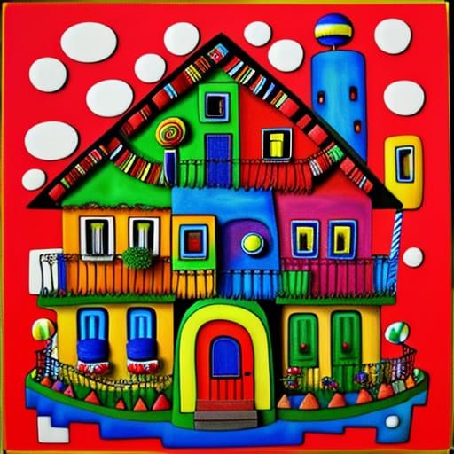Whimsical Candy House in Hundertwasser Style