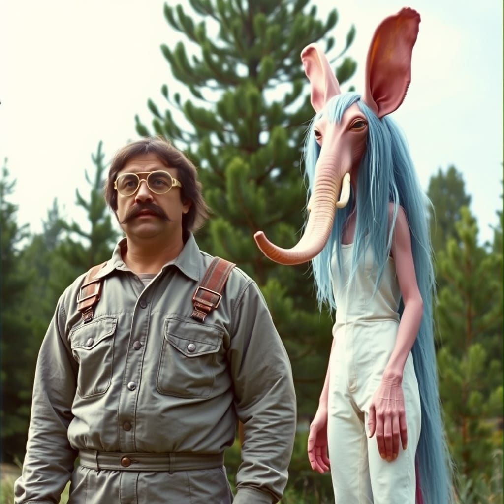 Surreal Sci-Fi Scene in Retro Style