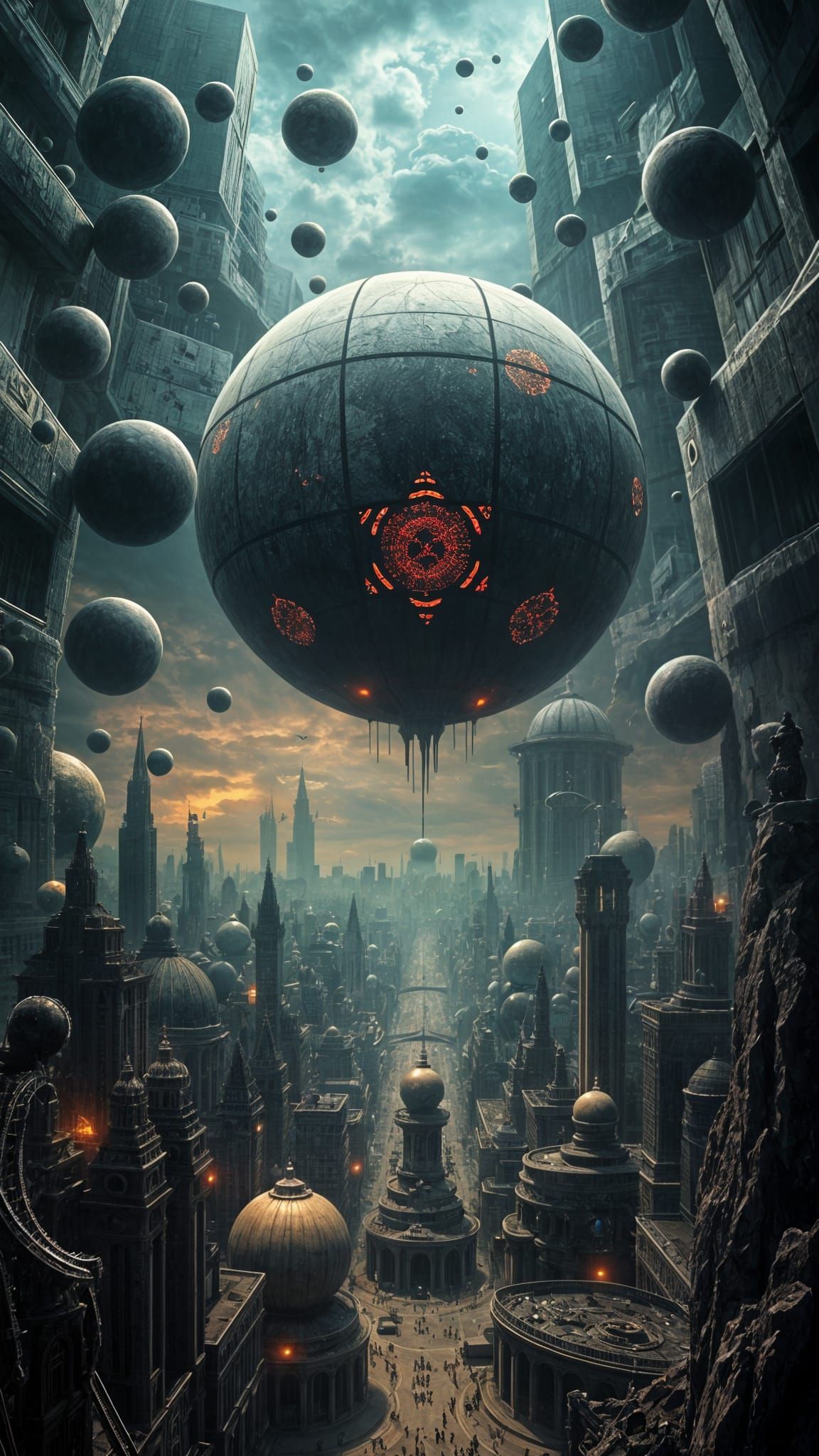 Surreal Psytrance Landscape with Gigantic Ball