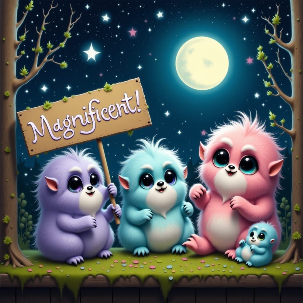 Pastel Monsters Declare "Magnificent!" in Moonlit Whimsical ...