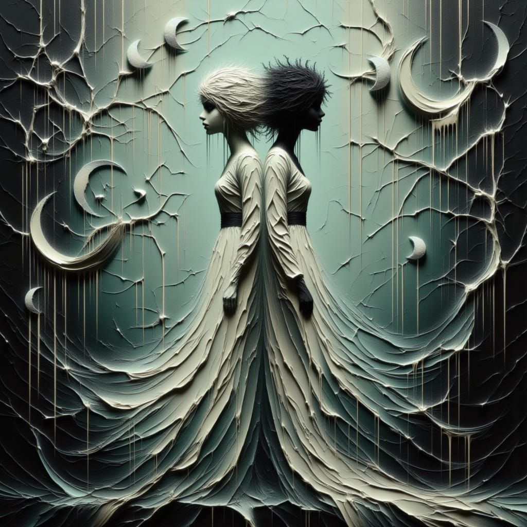 Dual-Faced Celestial Being in Dreamscape