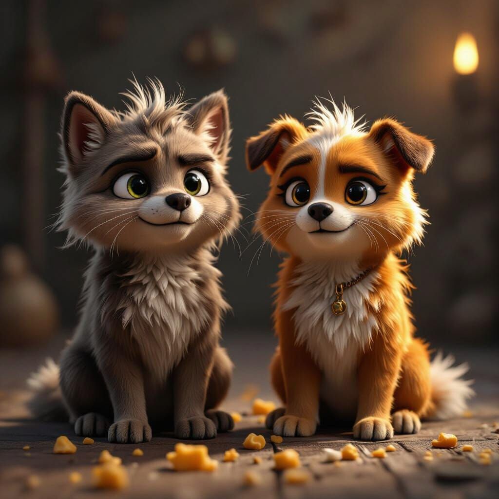 Photorealistic Chip and Queso from Steal a Brainrot