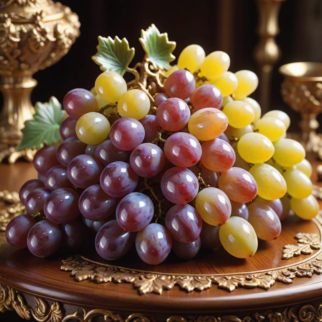 Porcelain vibrant bunch of grapes