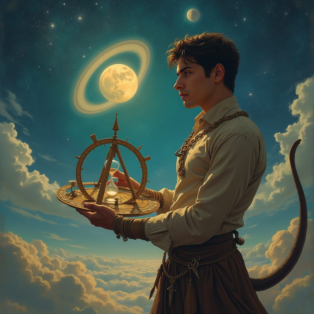 Man with Astrolabe in Rothko-Mead-Beksiński Cosmos