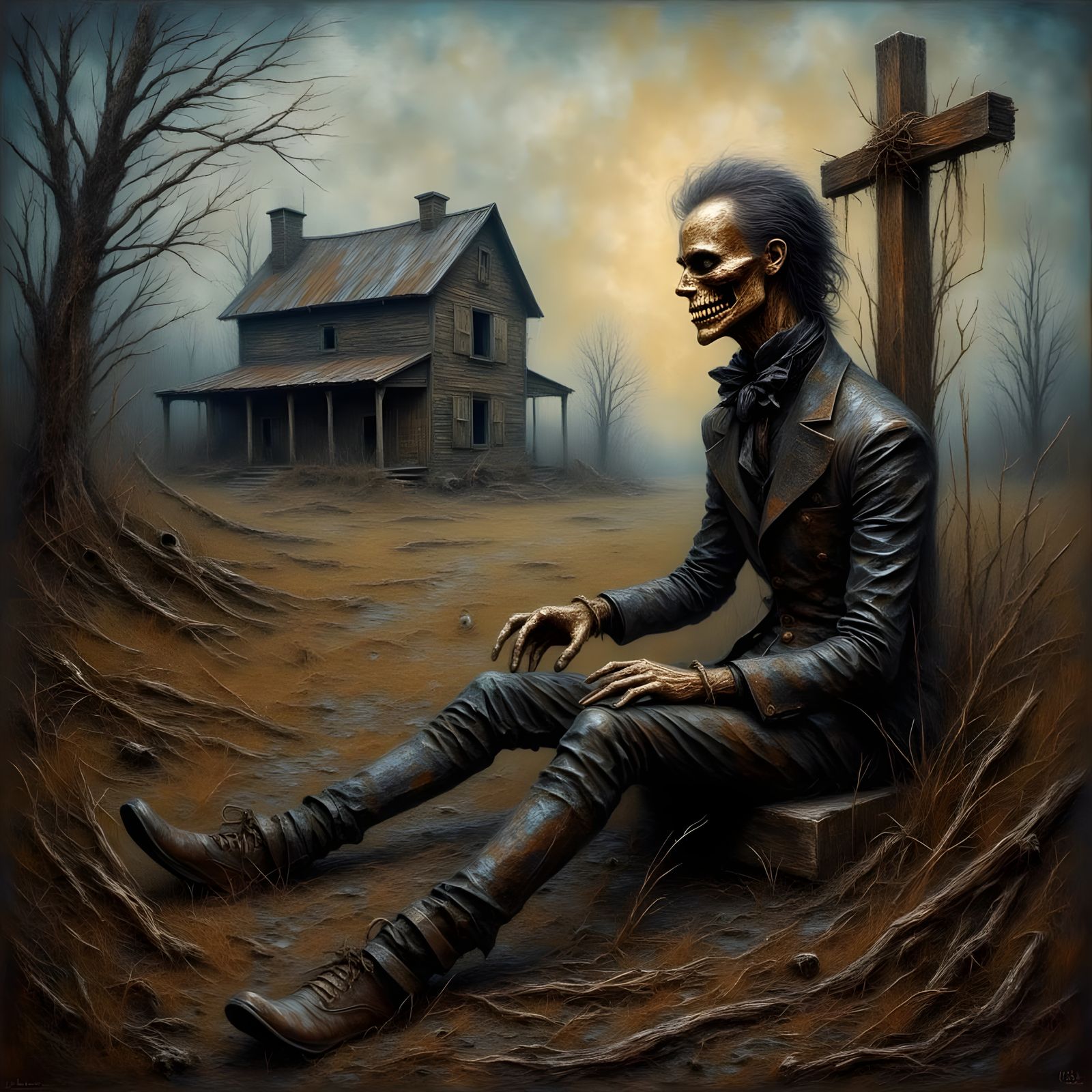 Macabre Rural Decay in a Haunting, Yellowish Light