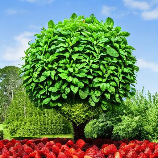 Strawberry Basil Tree City: A Surreal Landscape