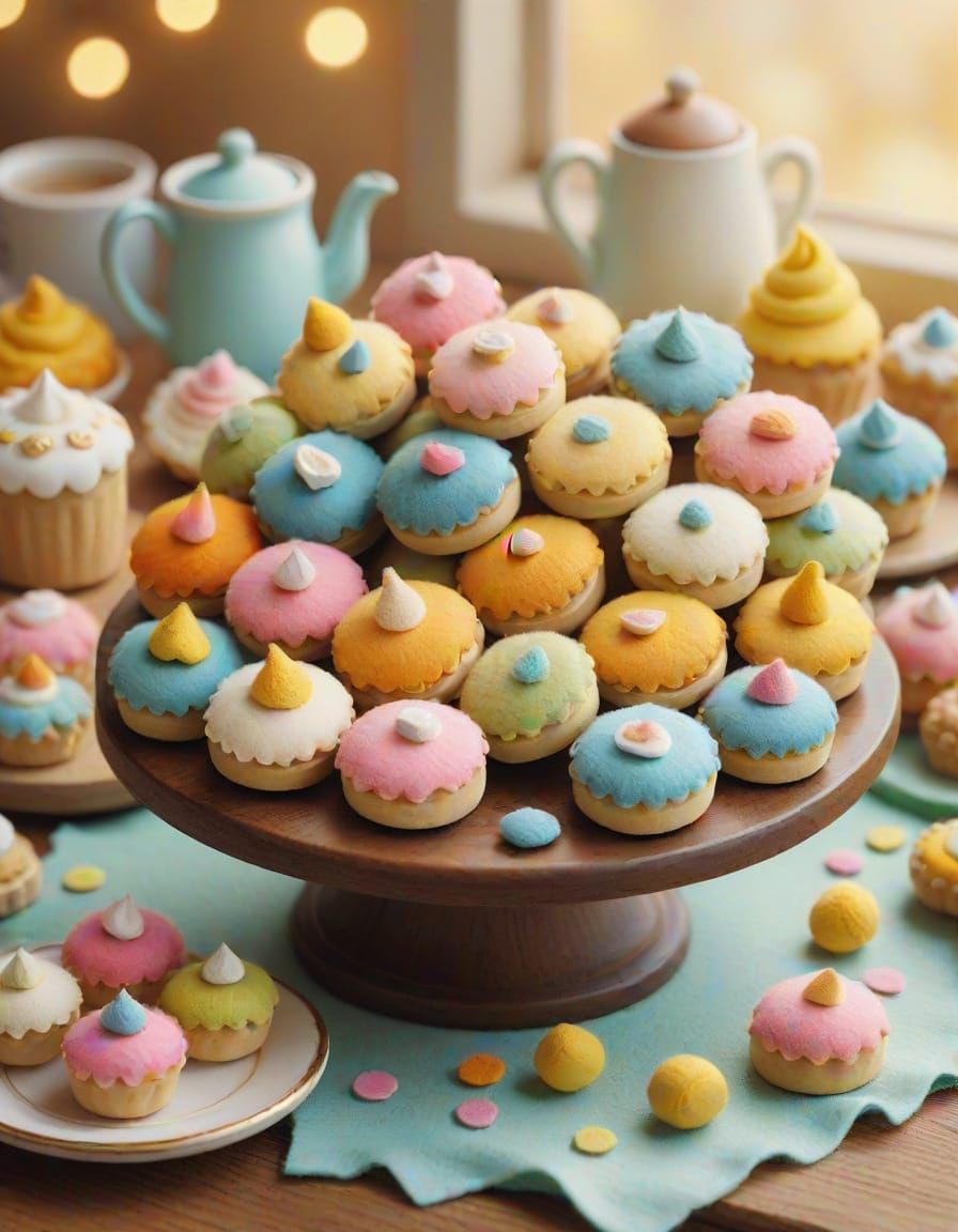 Felt Pastries Still Life in Digital Painting Style