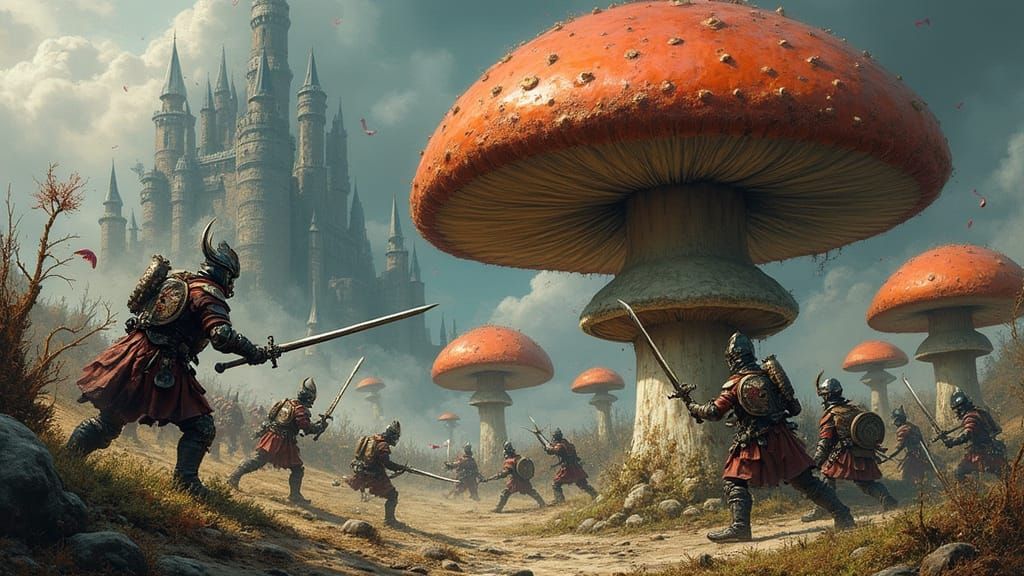 Mushroom Warriors Engage in Epic Battle