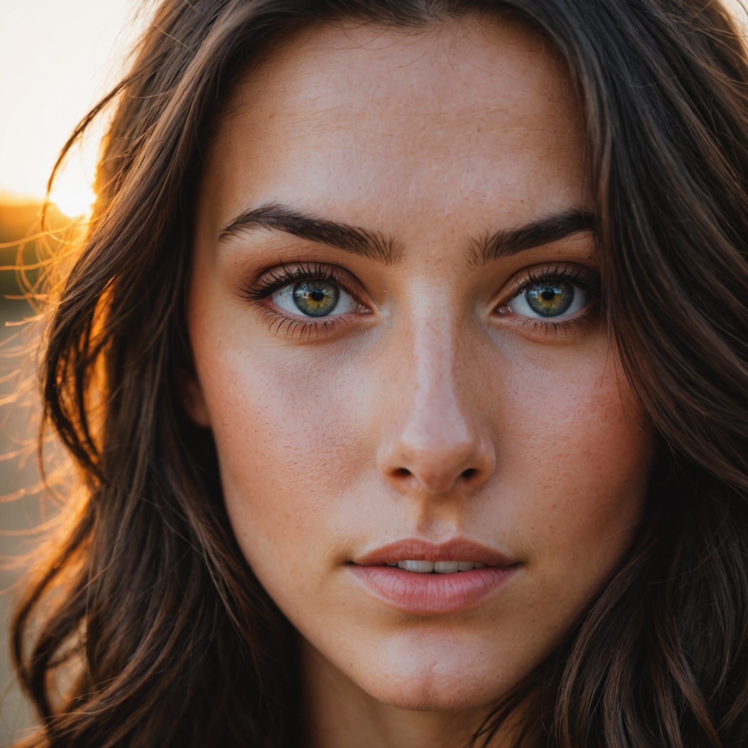 Sun-Kissed Eyes: A Brunette's Gaze