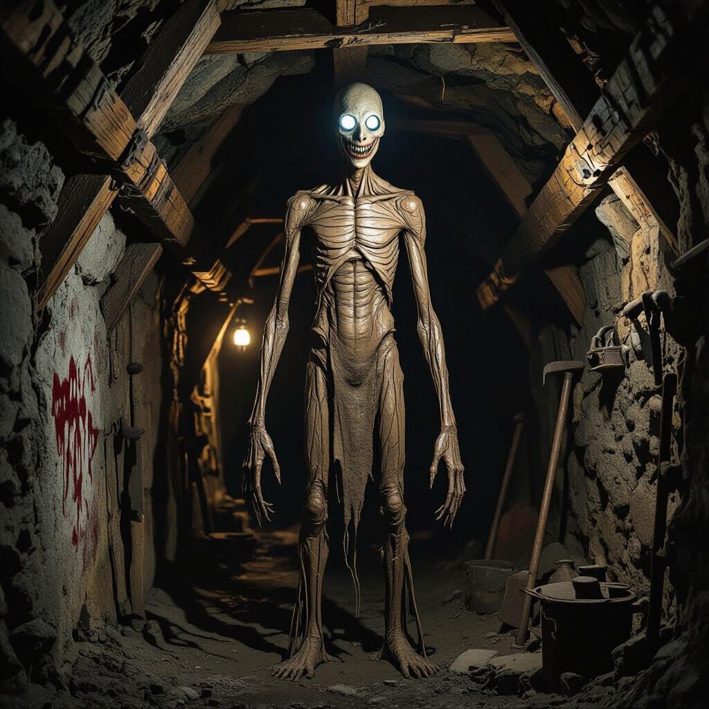 Eerie Mine Horror Figure in Comic Book Style
