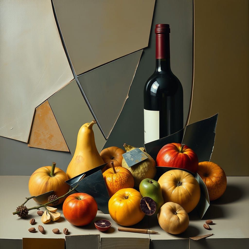 Cubist Still Life in Earthy Tones