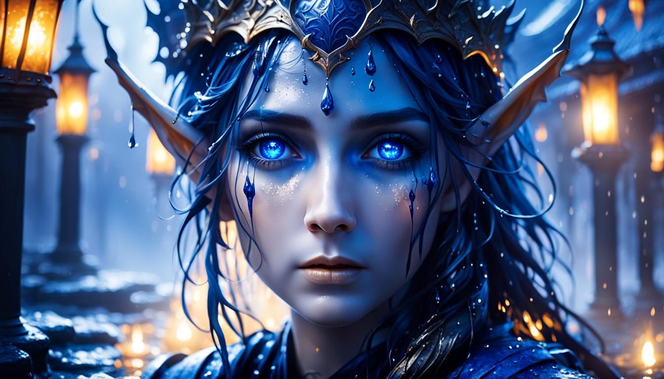 Drowned Elf Queen in Misty Victorian Street