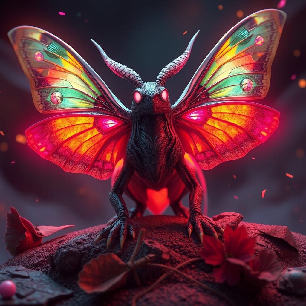 Fantasy Sphinx Moth in Tim Burton Style