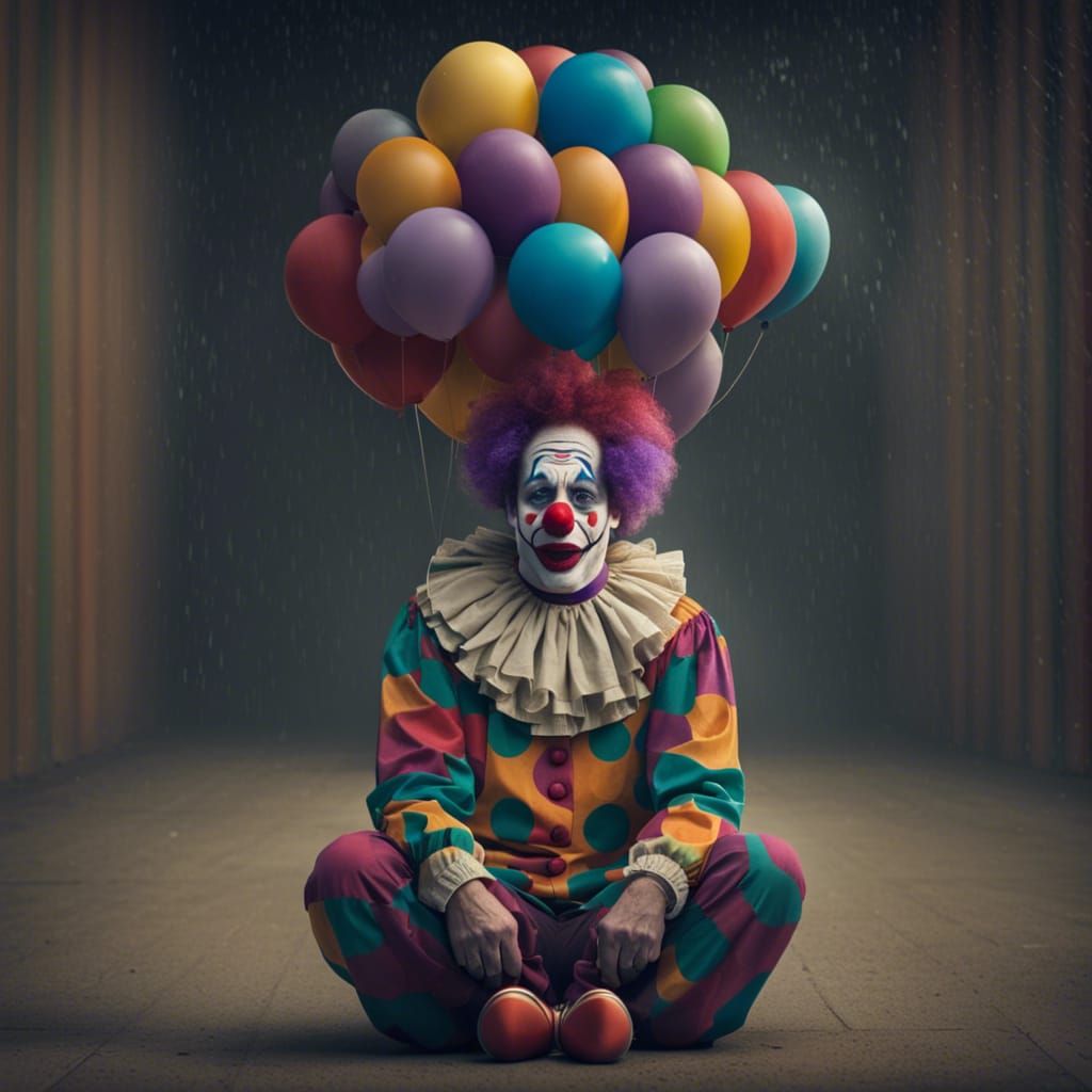 Lonely Clown's Struggle: A Show of Happiness