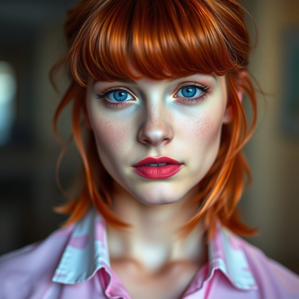 Red-Haired Woman Portrait in Professional Photography Style
