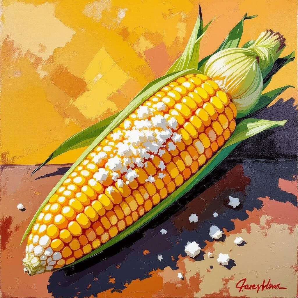 Encaustic Elote Art with Textured Brushstrokes