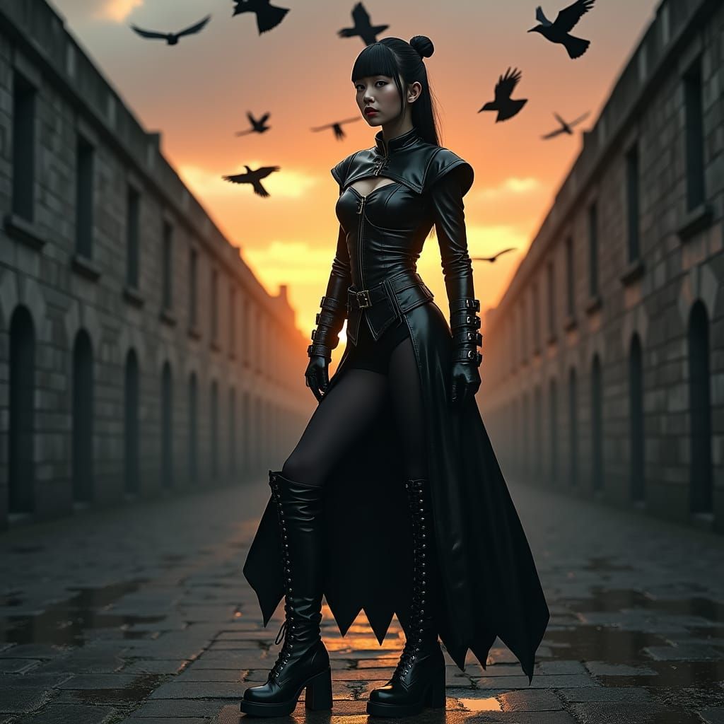 Gothic Prison Guard Magazine Cover in Dark Fantasy Style