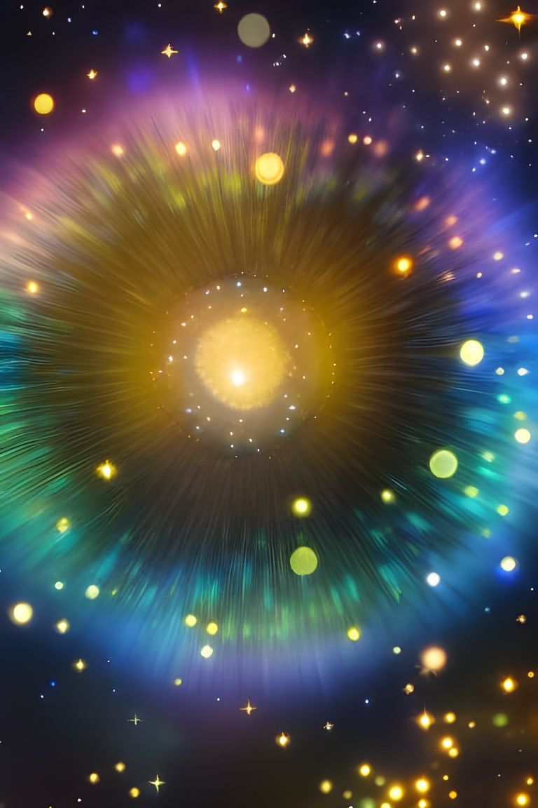 Colorful Moth in Starry Night, Surreal Gouache Painting