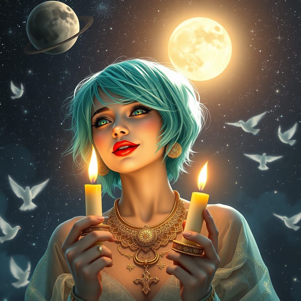 Ethereal Goddess in Cosmic Dreamscape