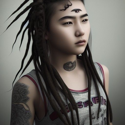 Dieselpunk Asian Teen with Piercings in 8K