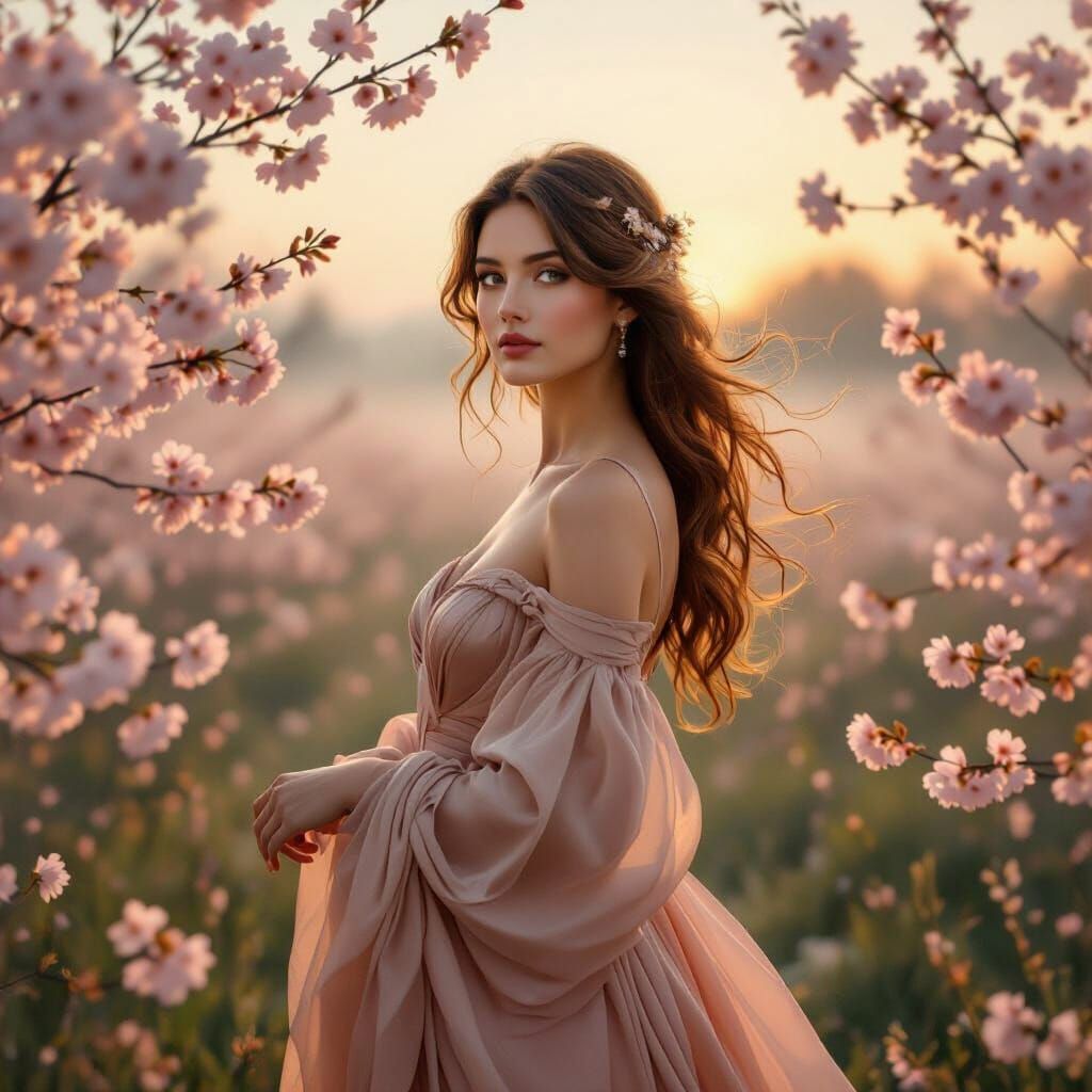 Contemplative Woman in Dawn Light: Renaissance Style