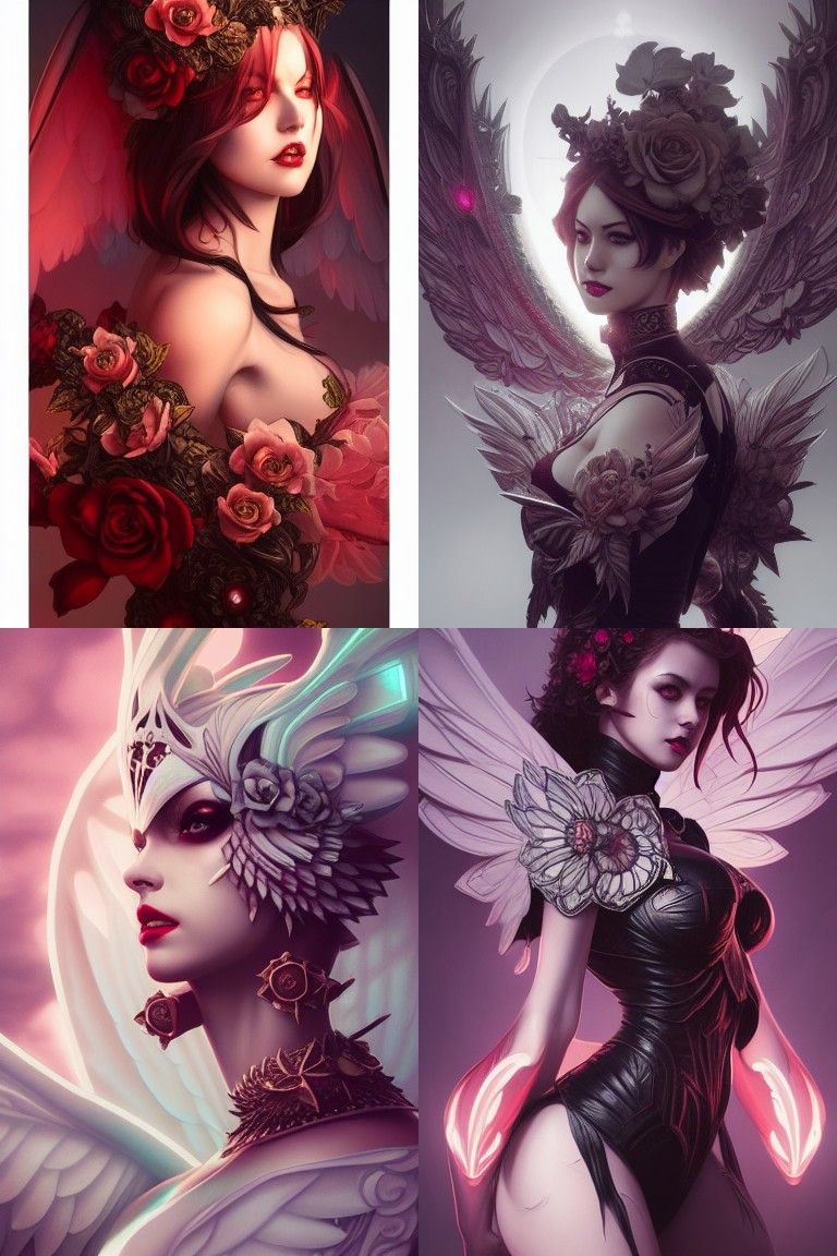 Succubus Valkyrie Angel Portrait in Pin-Up Style