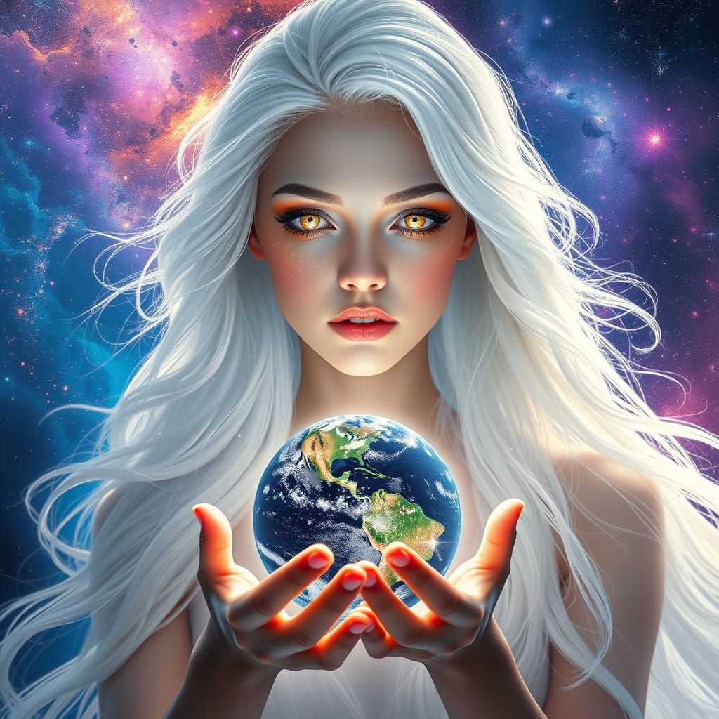 Ethereal Goddess of the Cosmos in Celestial Splendor