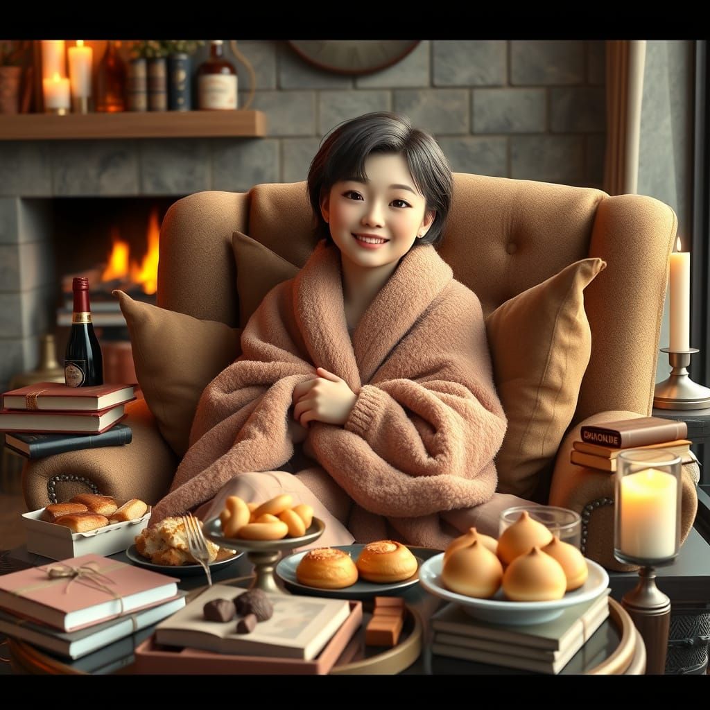 Luxurious Lady in Cozy Abundance