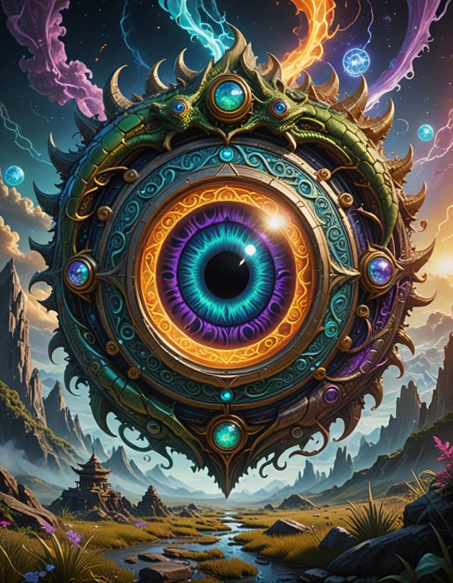 Dragon's Eye Amulet Illuminates Cosmic Realm in Vibrant Blue...