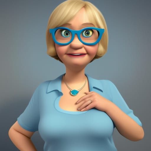 Pixar-style Portrait of an Older Blonde Woman