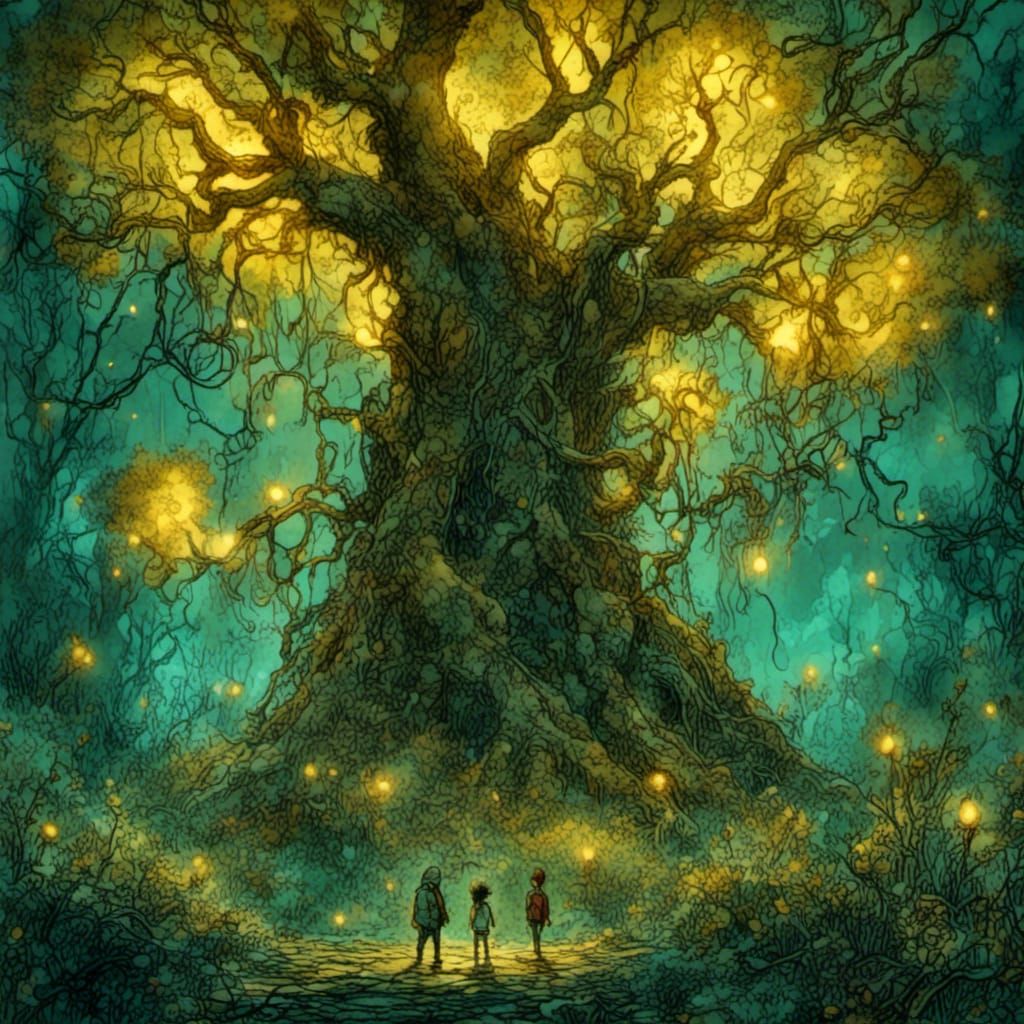 Bioluminescent Fungi Illuminating Ancient Olive Trees