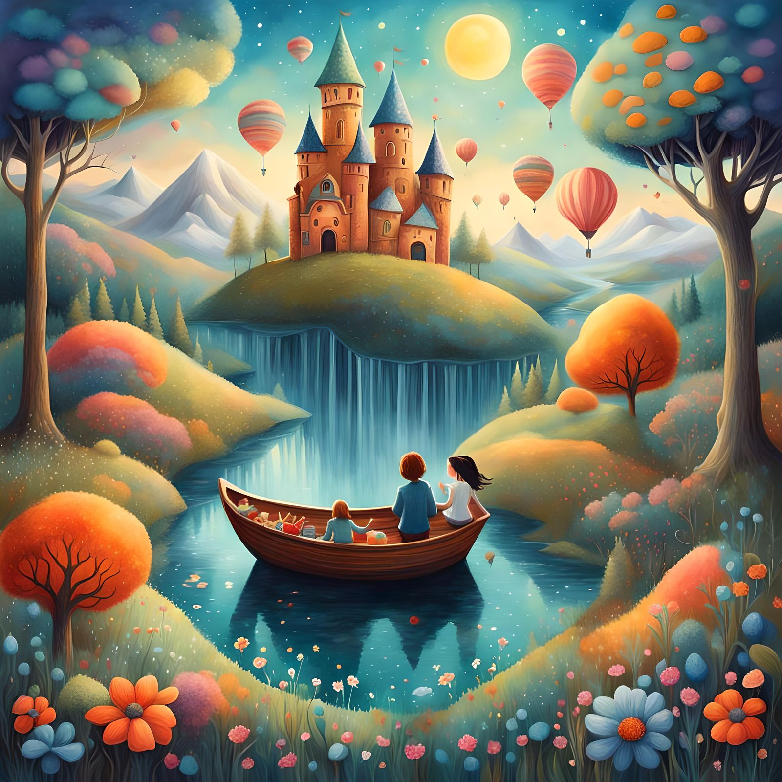 Enchanting Fairytale Landscape Illustration in Magic Realism...