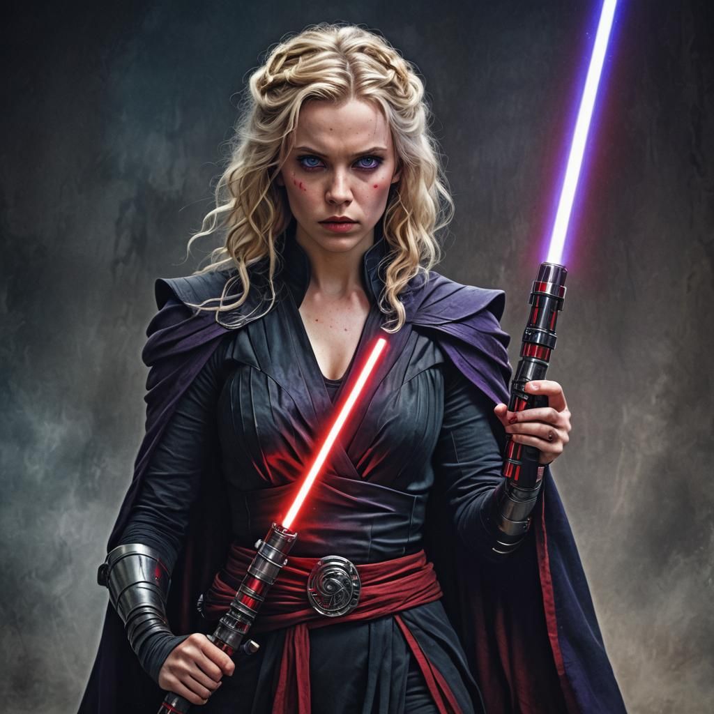 Hyperrealistic Sith Lord with Red Lightsaber