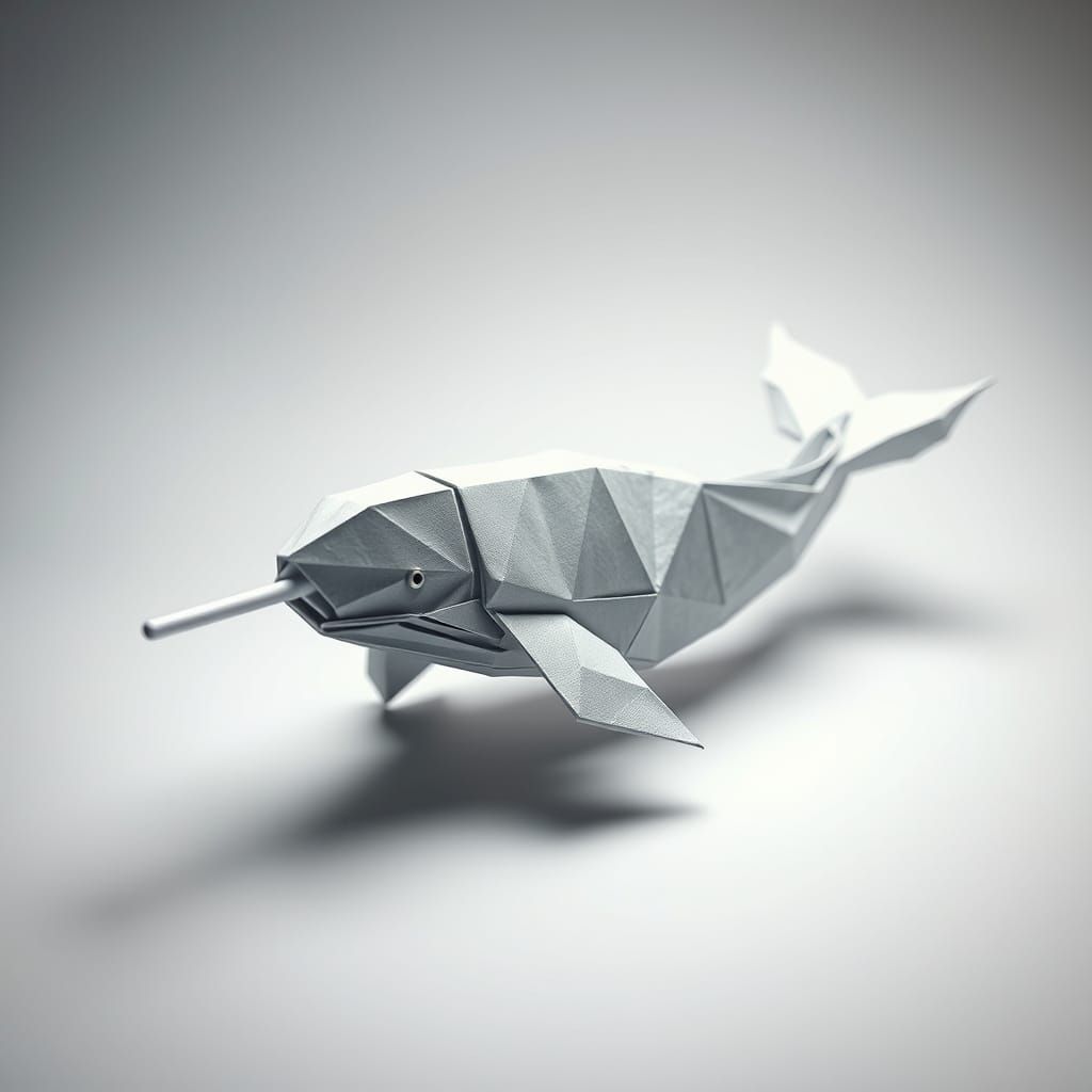 Origami Narwhal Papercraft in 8K Resolution