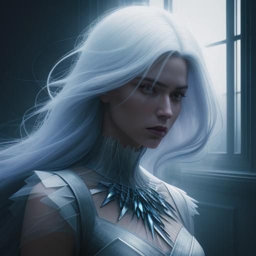 Glass Hair Portrait in Hyper-Realistic Style