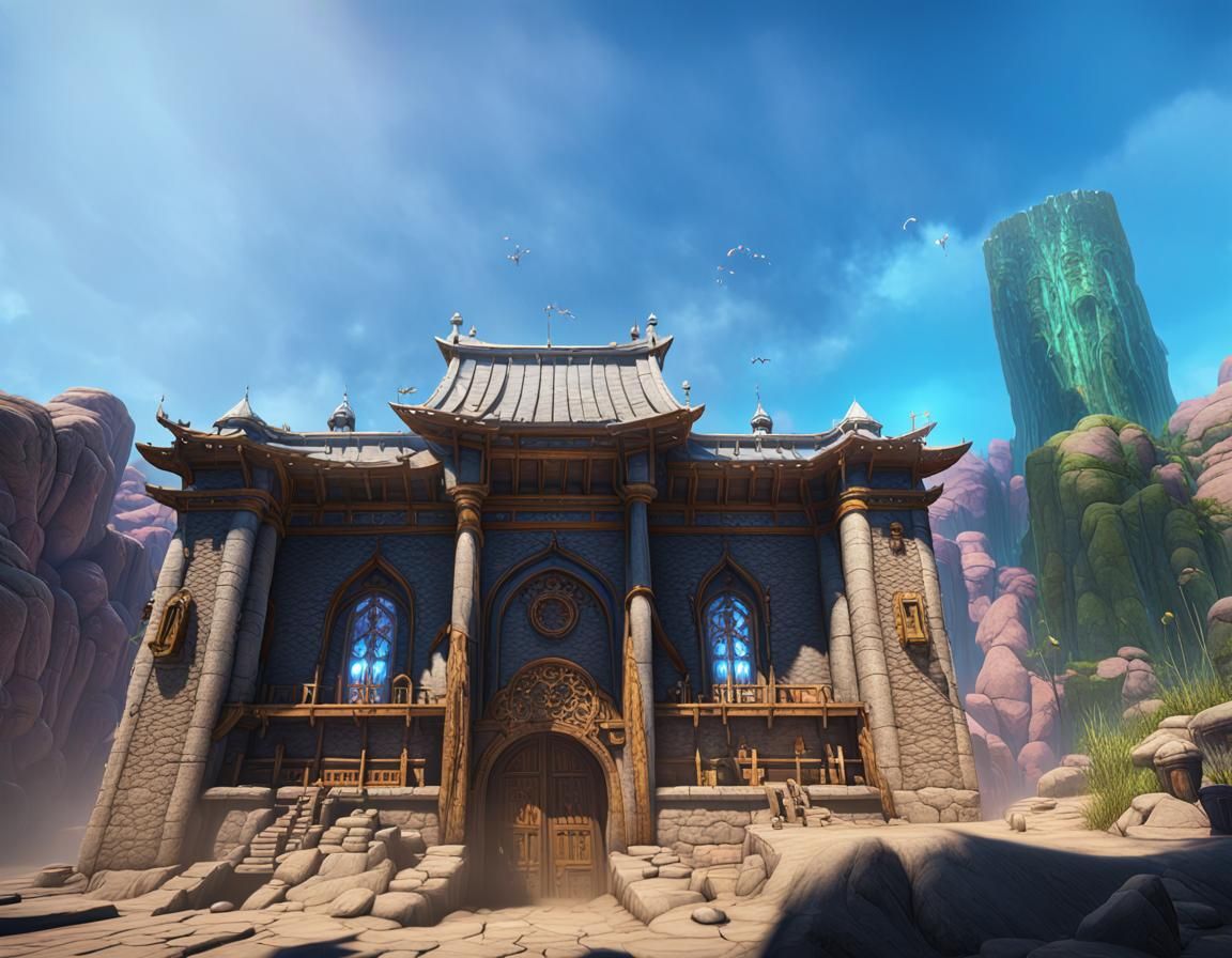 Fantastical Chinese Smoke Shop in Detailed Matte Painting