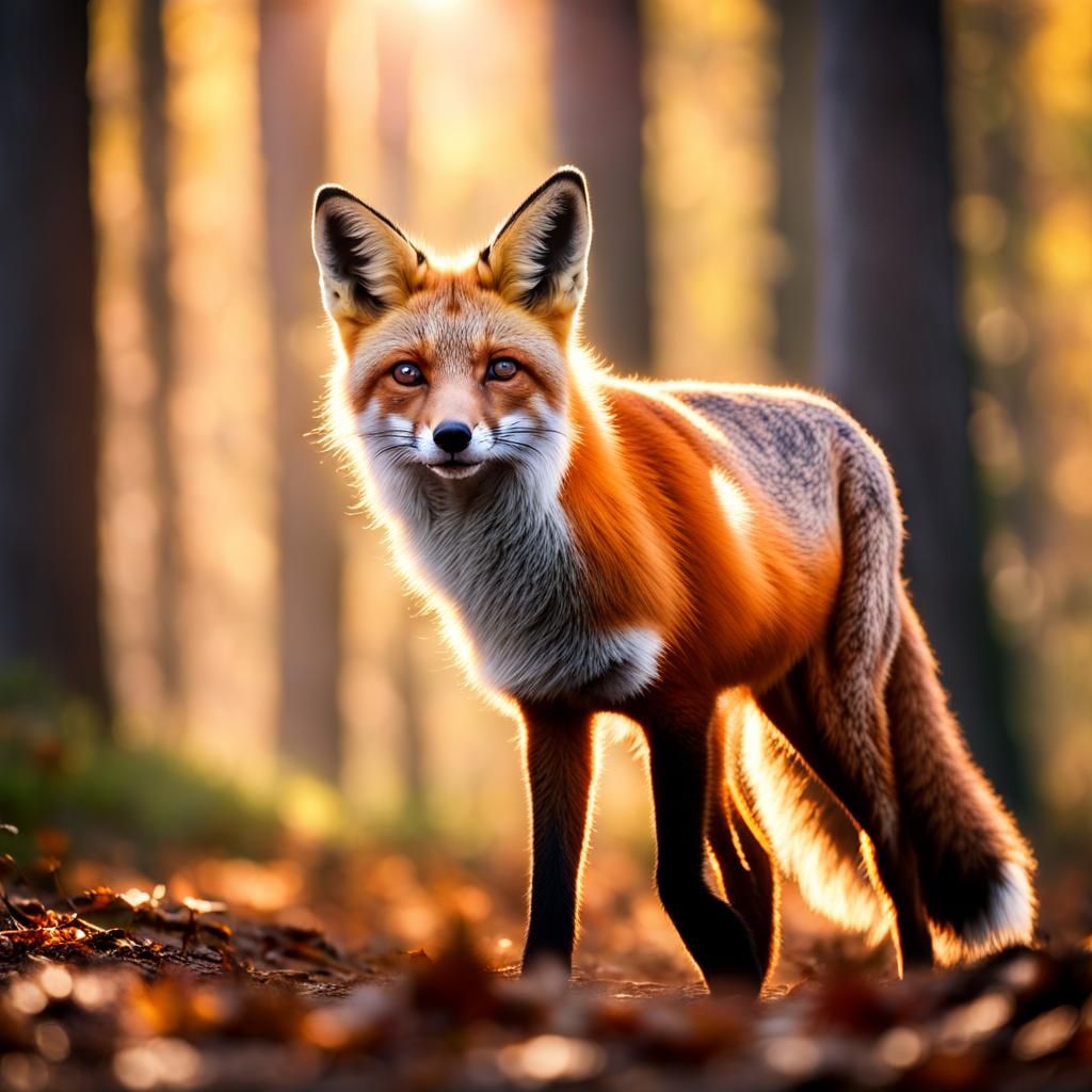 Red Fox in Forest: Hyperrealistic Wildlife Photography