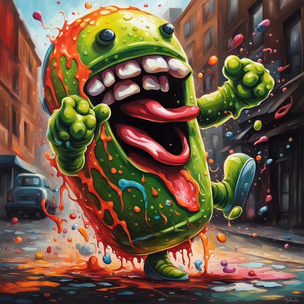 Pickle Salsa Dancer in Graffiti Street Art